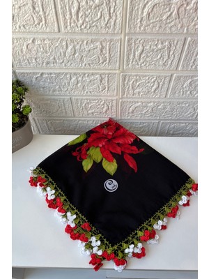 Anne-Kadın Yonca Oyalı El Işi Eşarp Tülbent Yazma