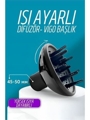 Turk Isı Ayarlamalı Fön Için Difüzör Vigo Başlık Dönerli Profesyonel - FEİ5691-4784