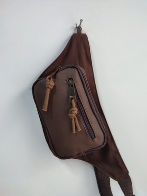 Kahverengi Derili Bel Çantası 3 Gözlü Bel Çantası Unisex Renkli Omuz ve Bel Çantası