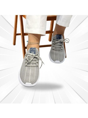 Kadın Günlük Bağcıklı Triko Fileli  Spor Ayakkabı