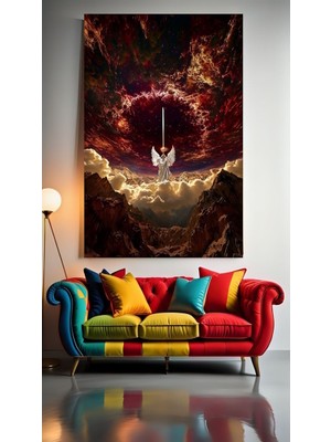 Özkacar Group Kılıcını Göklere Kaldıran Savaşçı Ev Duvar Salon Güzellik Salonu Ofis Dükkan Dekarasyon Kanvas Tablo