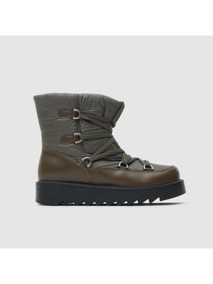 TOGO Kadın Kar Botu Haki Yeşil Paraşüt Kumaş Dış Yüzey 40 Numaralı Bağcıklı Model [051815]