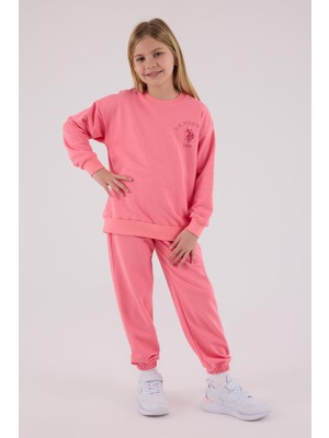 U.s. Polo Assn. Neon Pembe Kız Çocuk Eşofman Takımı %65 Pamuklu Rahat Tasarım