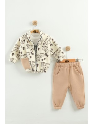 Erkek Çocuk Desenli Mont ve Pantolon 3'lü Takım (9-12-18 Ay)