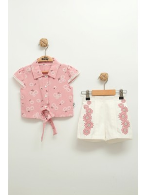 Kız Bebek Desenli Gömlek ve Şort Takımı (9-12-18 Ay)