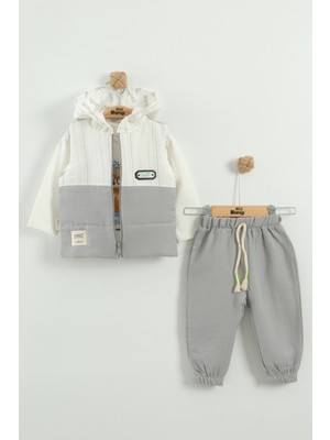 Erkek Bebek Mont ve Jogger Pantolon 3'lü Takım (9-12-18 Ay)