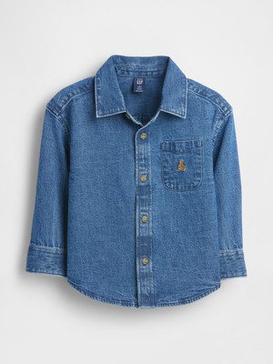 Gap Erkek Bebek Mavi Denim Büyük Gömlek