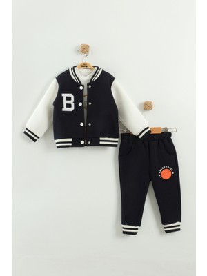 Bebek Baskılı 3'lü Eşofman Takımı (Sweatshirt, Pantolon, Ceket) (9-12-18 Ay)