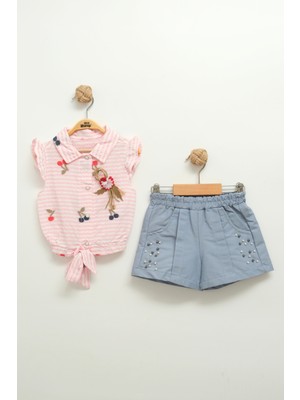 Kız Bebek Çizgili Bluz ve Şort Takımı (9-12-18 Ay)