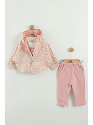 Kız Bebek Kapüşonlu ve Pantolon 3'lü Takım (9-12-18-24 Ay)