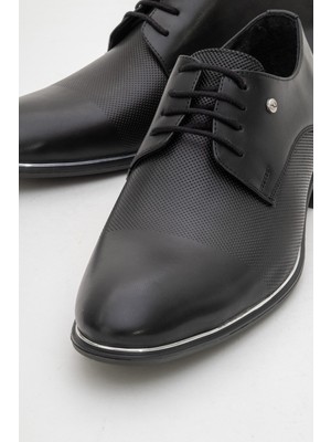 Depderi Erkek Klasik Damatlık ve Takım Elbiseye Uygun Mat Siyah Ayakkabı Düz Tabanlı