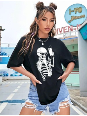Baskılı T-Shirt - Siyah