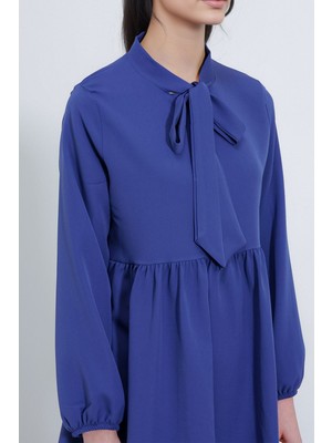 Hiccup Kadın BDART Uzun Tunik ve Pantolon İkili Set, Gömlek Yaka Gök Mavisi