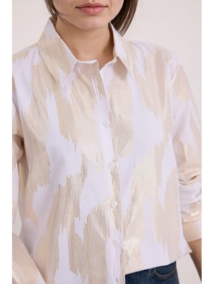 Hiccup Kadın BDART Pompon Detaylı Baskılı Krepe Gömlek Çok Renkli