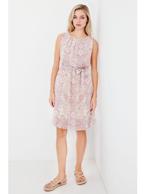 Hiccup Kadın BDART Kemerli ve Fiyonk Detaylı Mini Elbise Karanfil Pembesi