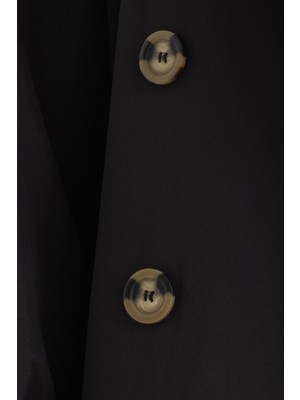 Hiccup Kadınlar Kemerli Düğmeli Trençkot Siyah