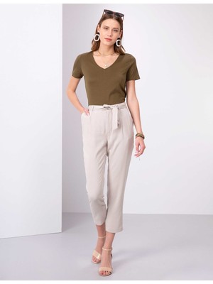 Pierre Cardin Kadın Bej Havuç Fit Kumaş Pantolon 50202845-VR011