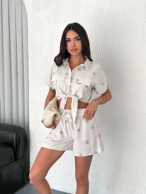 Belirtilmemiş 3 Iplik Şardonlu Oversize Kafa Baskılı Sweat Gri