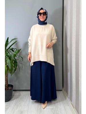 Sentez Logos Geniş Paça Pantolon Lacivert 5561