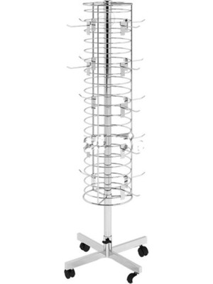 Yuvarlak Krom Renkli Takı Stantı, Tekerlekli ve Şık Tasarım