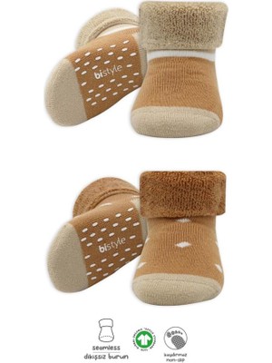 Nessiworld  Bistyle Puanlı Kaymaz Havlu Soket Çorap 2'li BS10502 Hardal