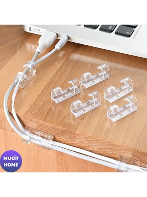 Mucit Home  40ADET Kablo Düzenleyici Duvar Fayans Cam Kablo Tutucu Yapışkanlı Klips Kablo Sabitleme