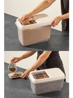 Kayar Kapaklı 7.5 Lt Tablet Deterjan Saklama Kabı - Krem Renkli