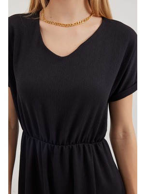 Hiccup Kadınlar BDART Yarık Detaylı V-Yaka Midi Triko Elbise Siyah