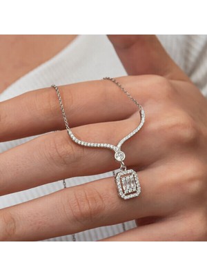 Baget Taşlı Gerdanlık 925 Ayar Gümüş Kadın Kolye