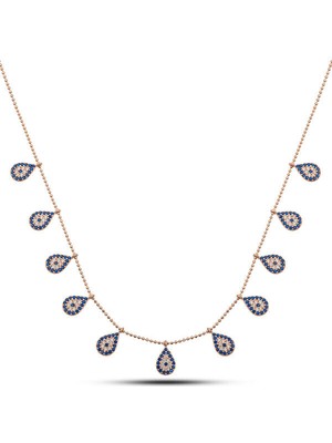 Rose Nazarlı Damla 925 Ayar Gümüş Kadın Kolye