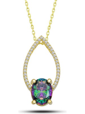 Gold Mistik Oval 925 Ayar Gümüş Kadın Kolye