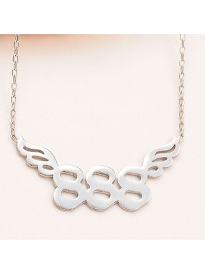 Şans 888 Melek Kanatlı Melek Sayısı  925 Ayar Gümüş Kolye