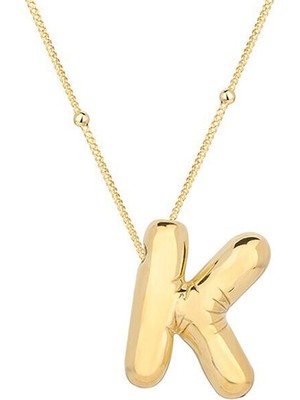 K Harfi Balon Gold  925 Ayar Gümüş Kadın Kolye