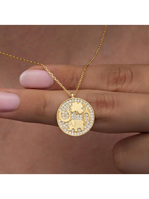 Gold Fil Motifli Şans 925 Ayar Gümüş Kadın Kolye