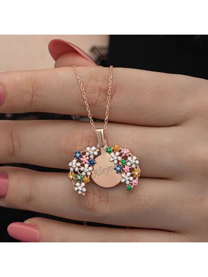 Rose Kişiye Özel Isim Çiçek 925 Ayar Gümüş Kadın Kolye