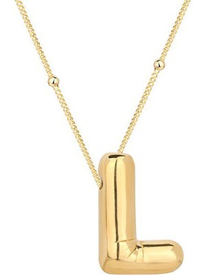 L Harfi Balon Gold  925 Ayar Gümüş Kadın Kolye