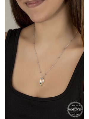  Crystal Taşlı  Top  ZINCIR925 Ayar Gümüş Kolye