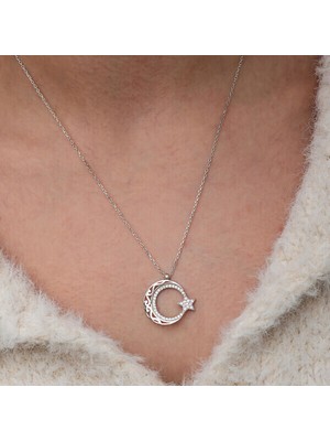 Ay Yıldız 925 Ayar Gümüş Kadın Kolye