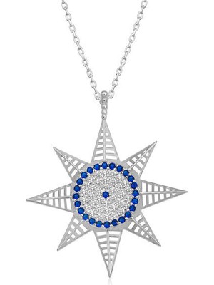 Nazar Boncuklu Yıldız 925 Ayar Gümüş Kolye