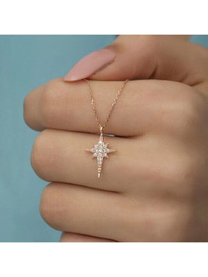 Rose Kutup Yıldızı 925 Ayar Gümüş Kadın Kolye