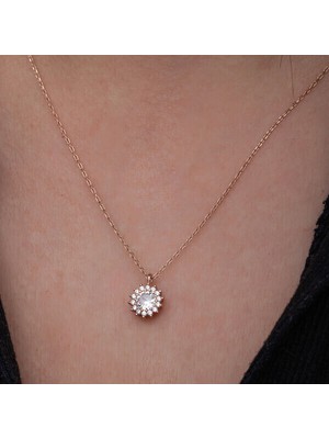 Rose Minimal Yuvarlak 925 Ayar Gümüş Kadın Kolye