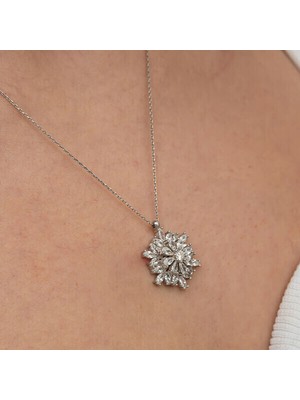 Kartaneli Lotus Çiçegi 925 Ayar Gümüş Kadın Kolye