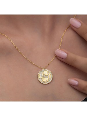 Gold Fil Motifli Şans 925 Ayar Gümüş Kadın Kolye