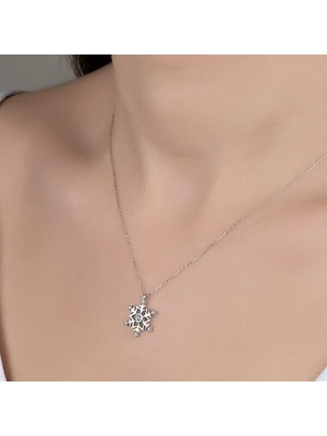  Taşlı Kar Tanesi 925 Ayar Gümüş Kolye