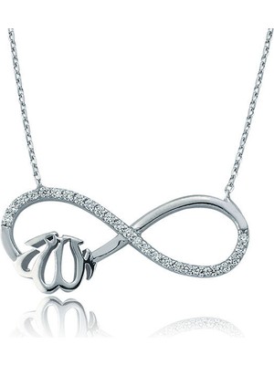 Allah Yazılı Sonsuzluk 925 Ayar Gümüş Kolye