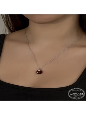  Crystal Kahverengi Taşlı 925 Ayar Gümüş Kolye