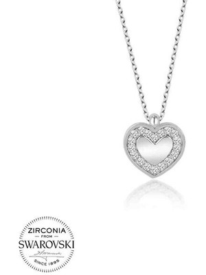  Taşlı  Kalp 925 Ayar Gümüş Kolye