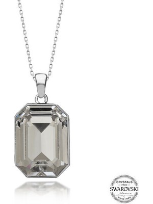  Crystal Taşlı  Baget 925 Ayar Gümüş Kolye