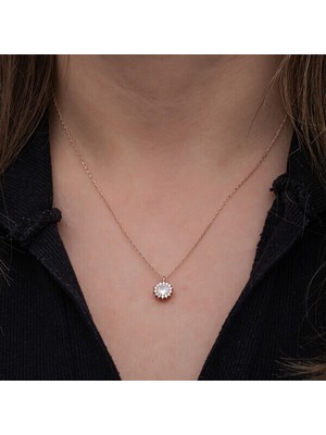 Rose Minimal Yuvarlak 925 Ayar Gümüş Kadın Kolye