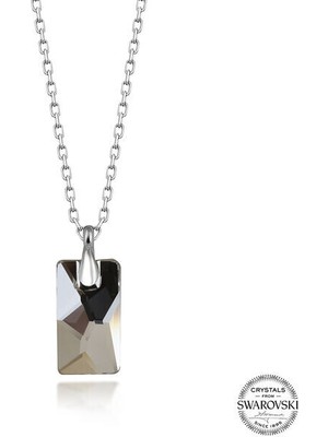  Crystal Taşlı  Baget 925 Ayar Gümüş Kolye
